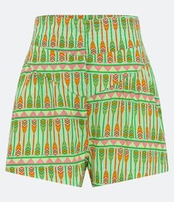 Short Curto em Linho com Bolsos e Estampa de Reminhos