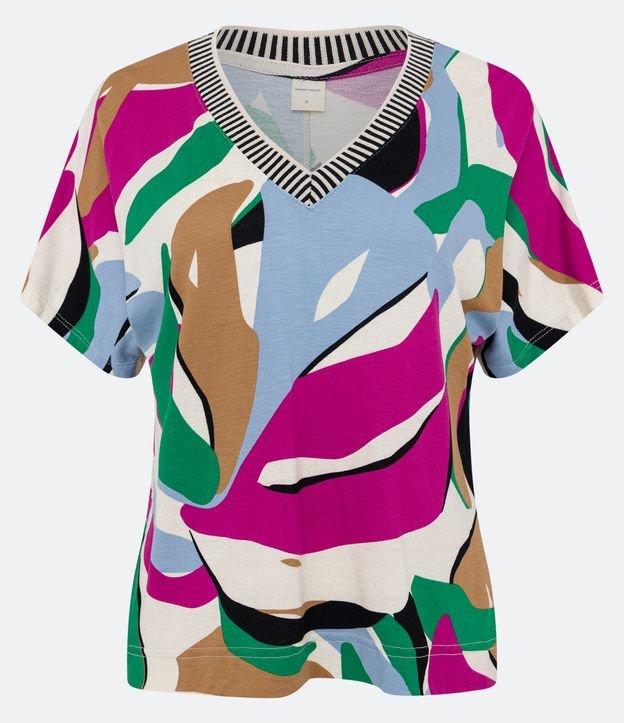 Blusa en Viscosa con Estampa Abstracta Multicolores 5