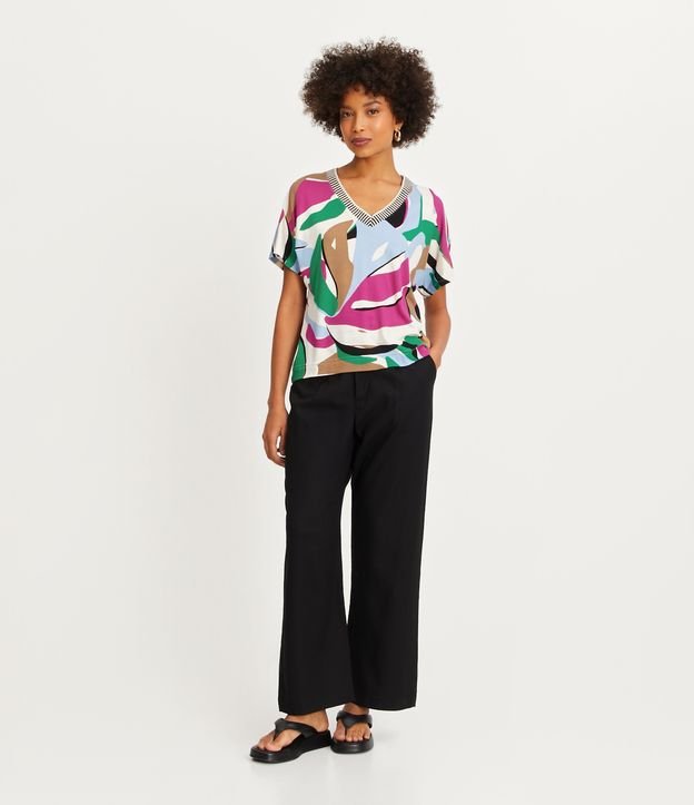 Blusa en Viscosa con Estampa Abstracta Multicolores 2
