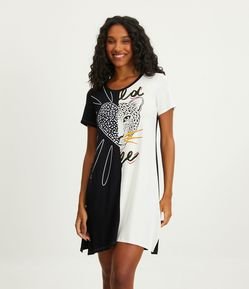 Camisola Curta em Viscolycra com Estampa de Onça Meio a Meio