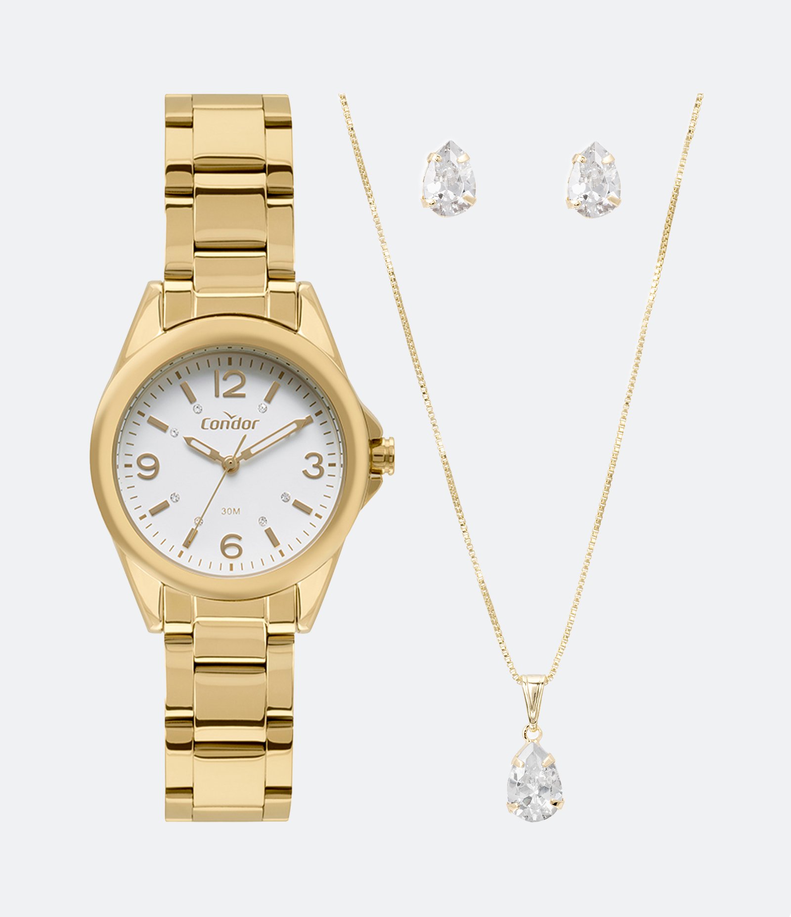 Kit Relógio Condor Analógico com Pulseira e Caixa em Metal CO2036MVV K4B U 1