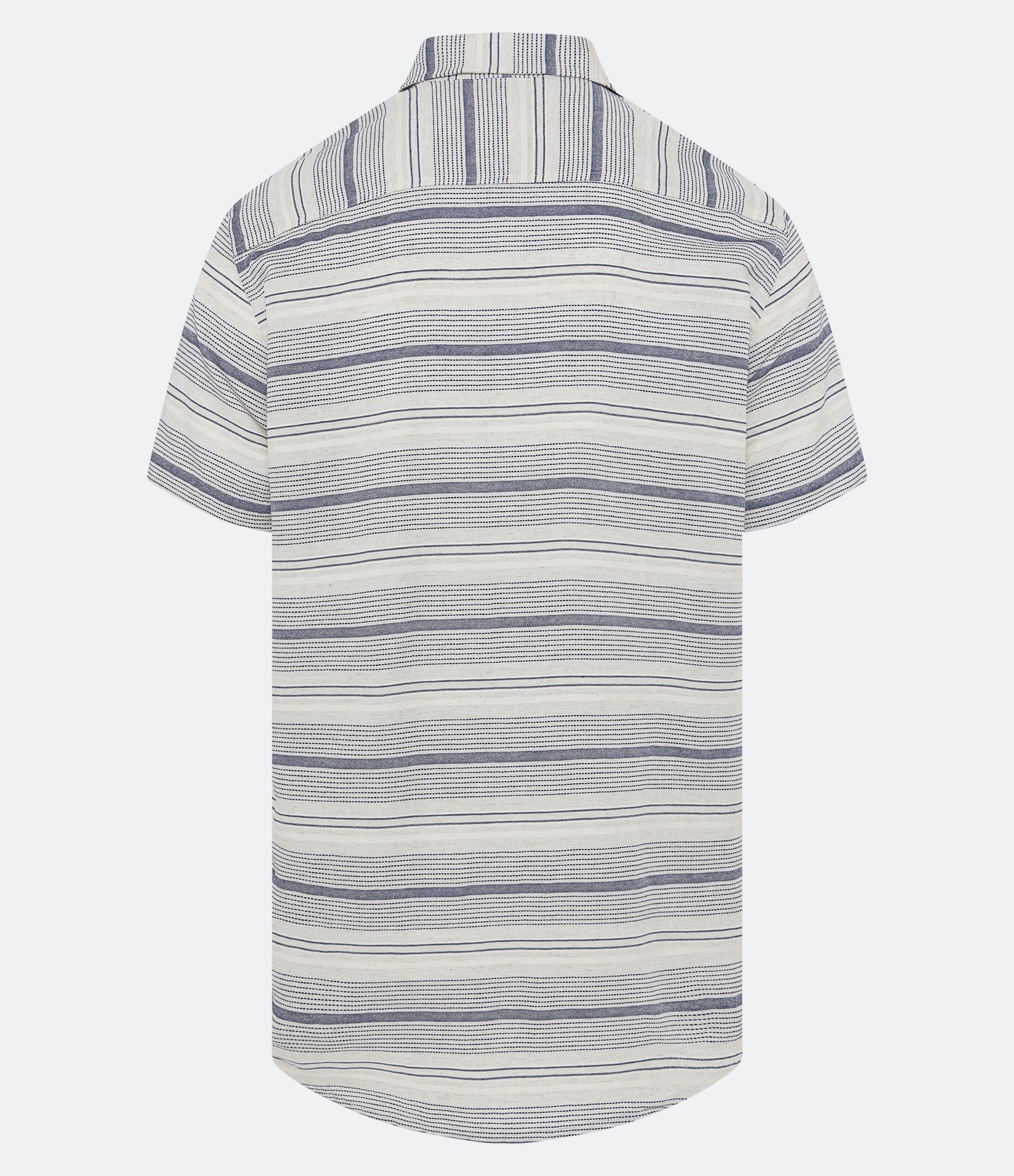 Camisa Regular em Viscose com Estampa Listrada Preto/ Bege 2
