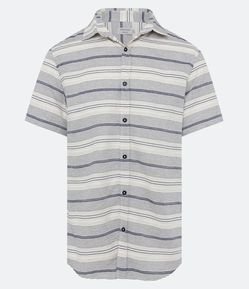 Camisa Regular em Viscose com Estampa Listrada