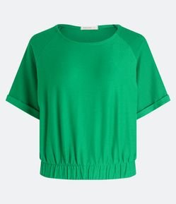 Blusa em Flamê com Dobra na Manga e Elástico na Barra