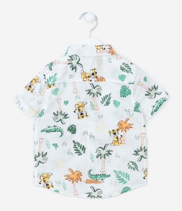 Camisa Infantil em Algodão com Estampa Selva - Tam 1 a 5 Anos Branco 2