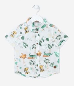 Camisa Infantil em Algodão com Estampa Selva - Tam 1 a 5 Anos