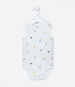 Body Regata Infantil com Estampa Tropical - Tam 0 a 18 meses