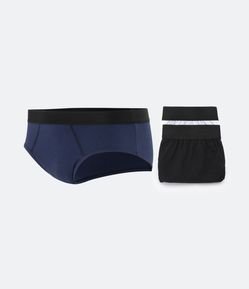 Kit 03 Cuecas Slip em Meia Malha com Cós Elástico