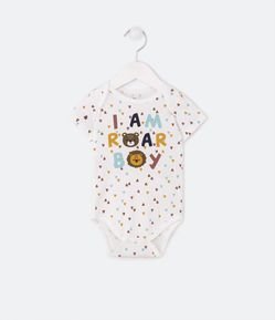 Body Infantil Estampa em Lettering I Am Roar Baby - Tam 0 a 18 meses