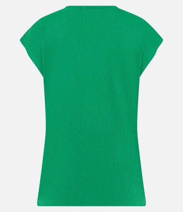 Blusa Alongada em Viscose com Nó Frontal e Malha Texturizada Verde 6