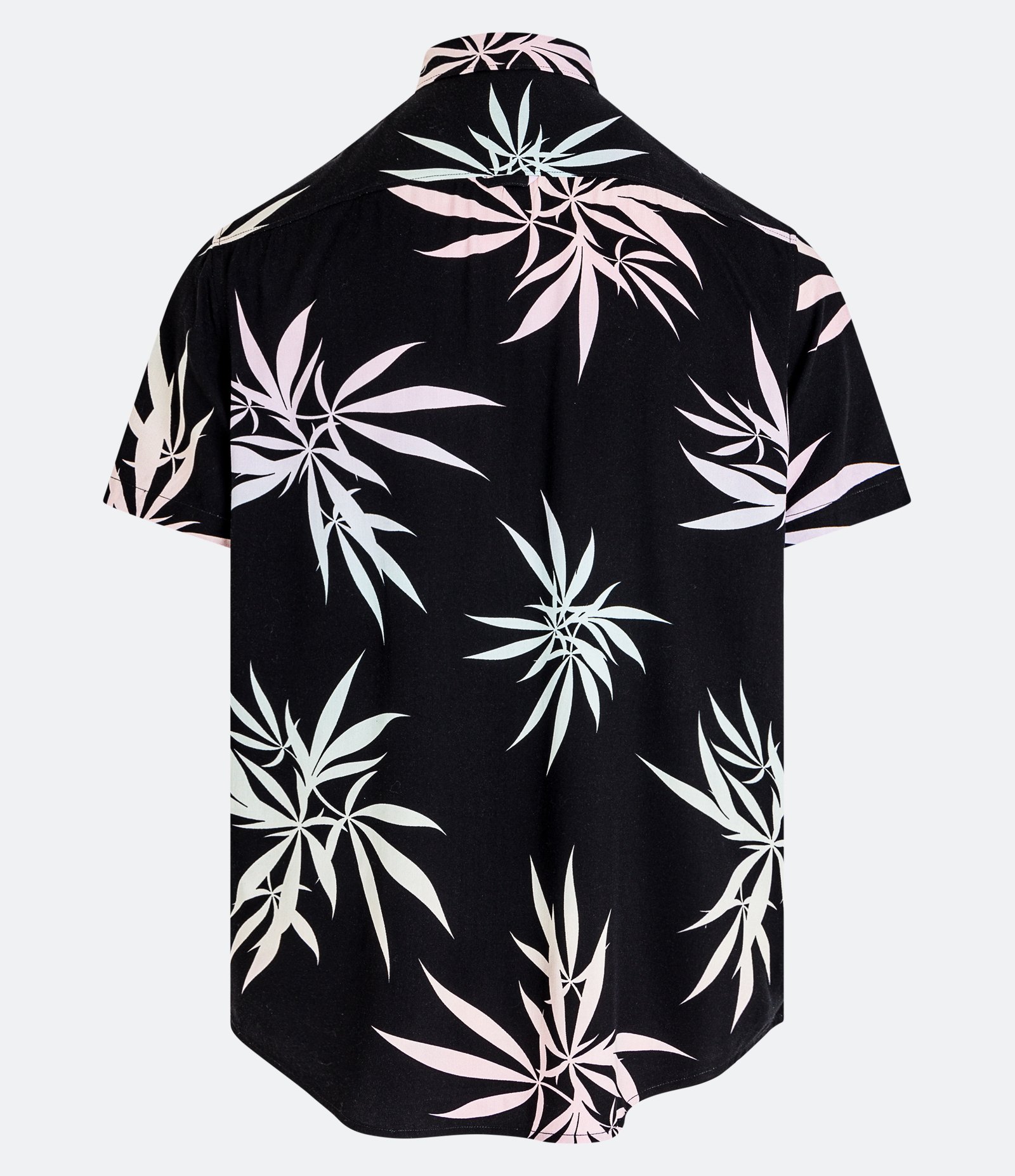 Camisa Regular em Viscose com Estampa de Folhagem Gradiente Preto 6