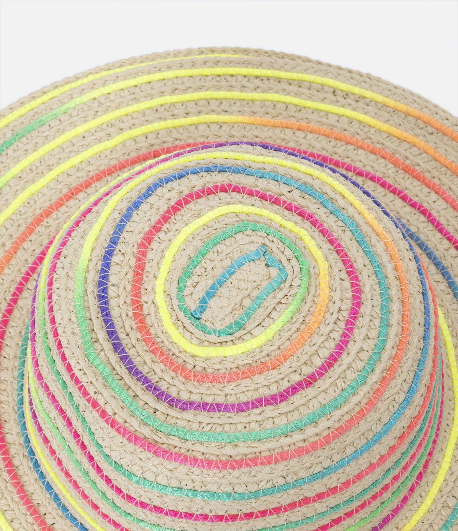 Chapéu de Palha Infantil com Linha Coloridas Trançadas Bege 3