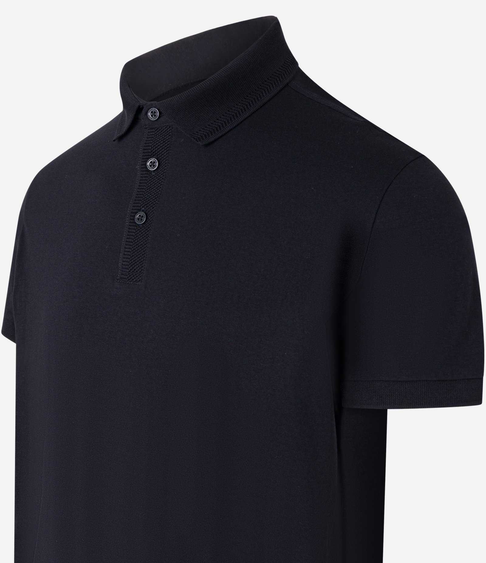 Polo Regular em Algodão Peruano com Detalhes Texturizados Preto 6