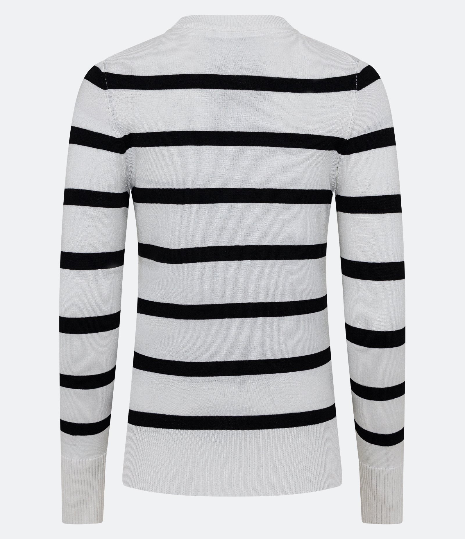 Suéter em Tricô Listrado com Botões na Manga Branco Neve 6