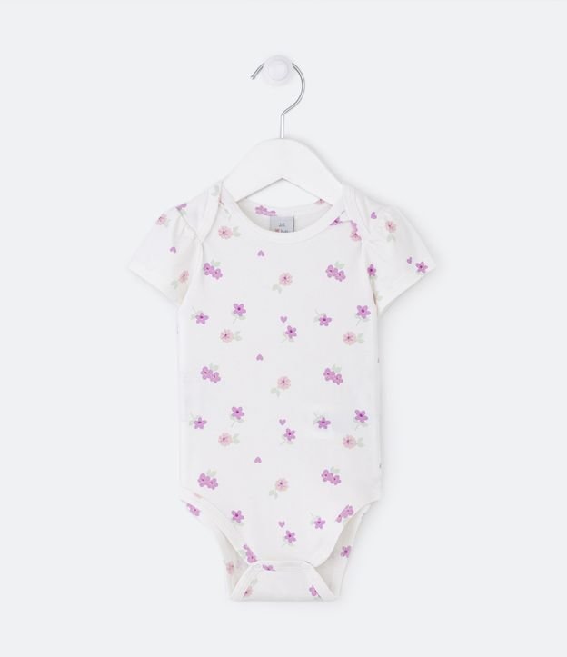Body Infantil em Cotton com Estampa de Florzinhas - Tam 0 a 18 meses