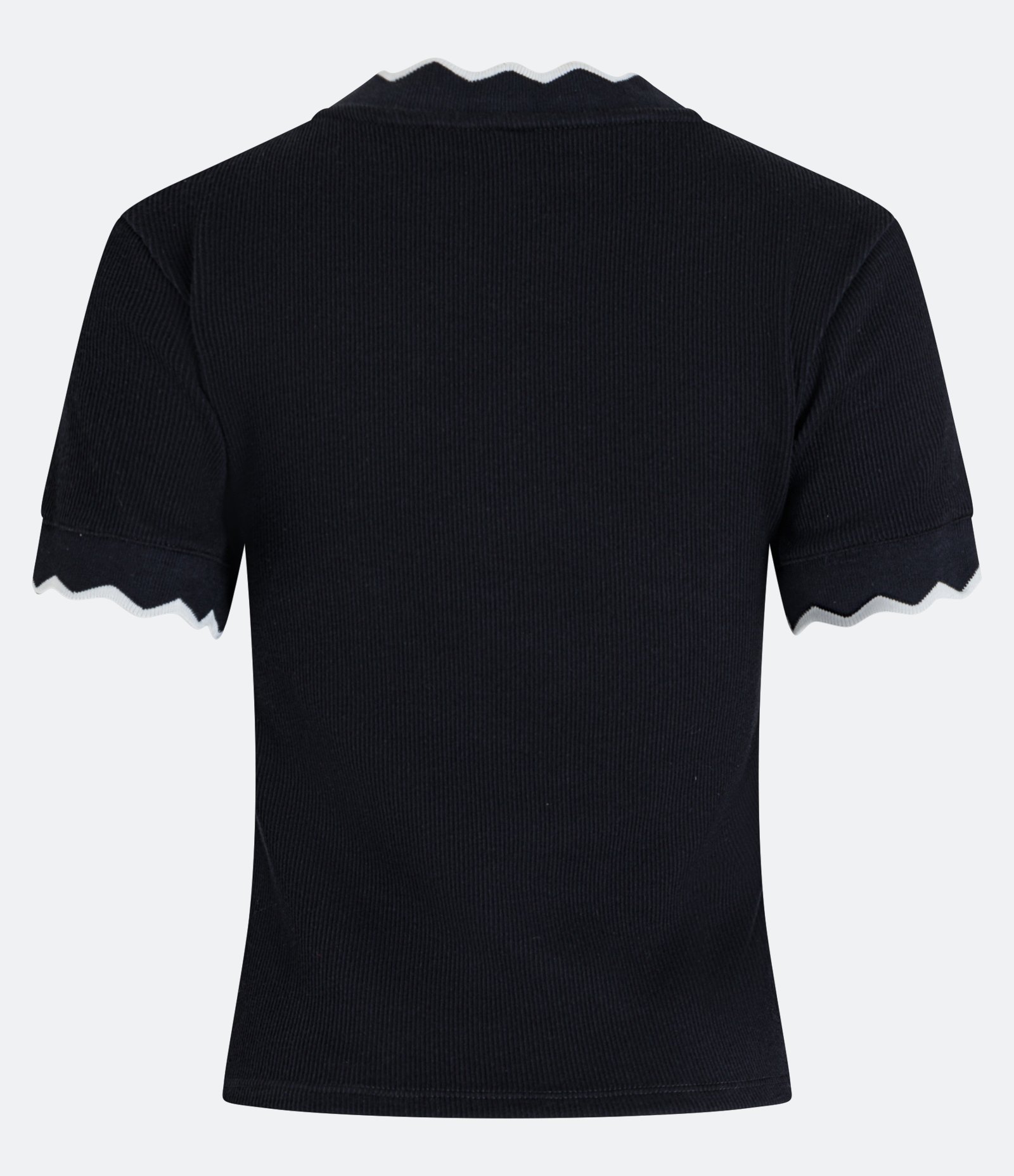 Blusa em Algodão com Gola e Manga Onduladas Preto 8