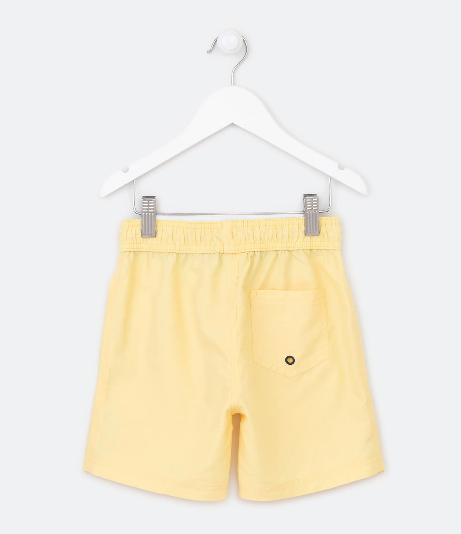 Bermuda de Banho Infantil com Etiqueta Emborrachada - Tam 5 a 14 anos Amarelo Creme 2