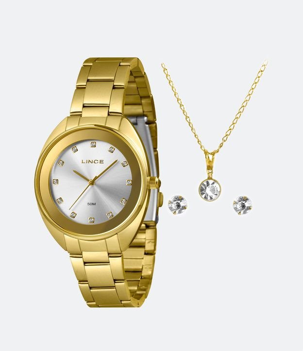 Kit Relógio Lince Analógico com Pulseira e Caixa em Metal LRGJ151L38 KATDS1KX