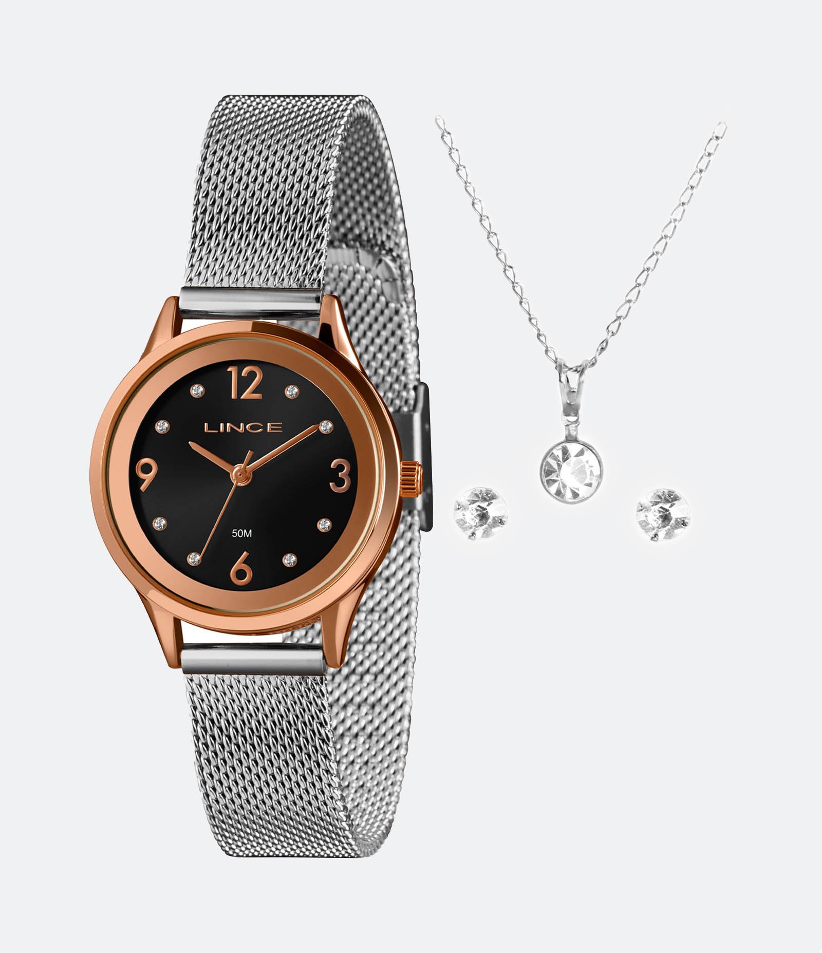 Kit Relógio Lince Analógico com Pulseira e Caixa em Metal LRTH184L30 K04GP2SX U 1