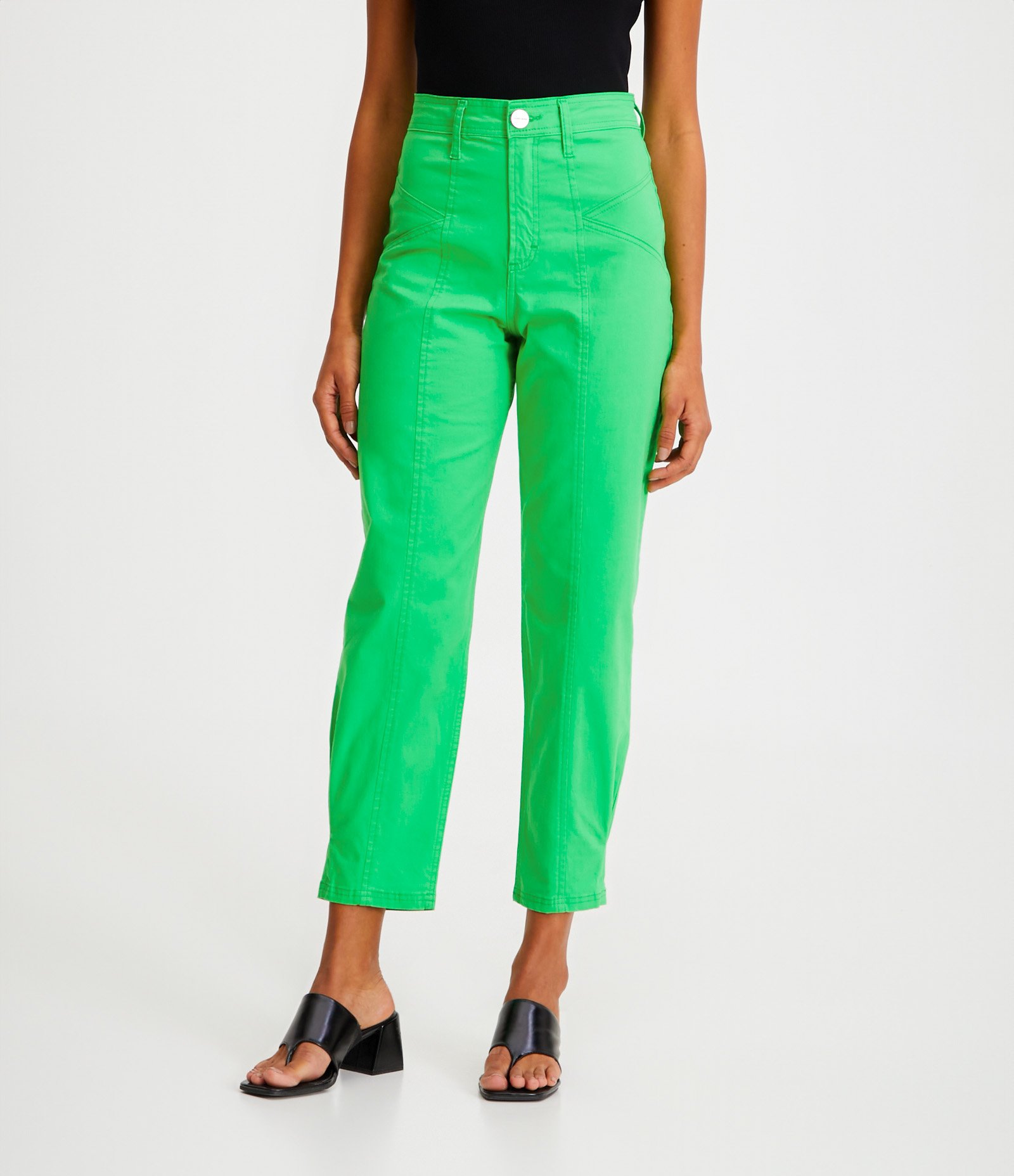 Calça Slouchy em Sarja com Recortes Verde 2