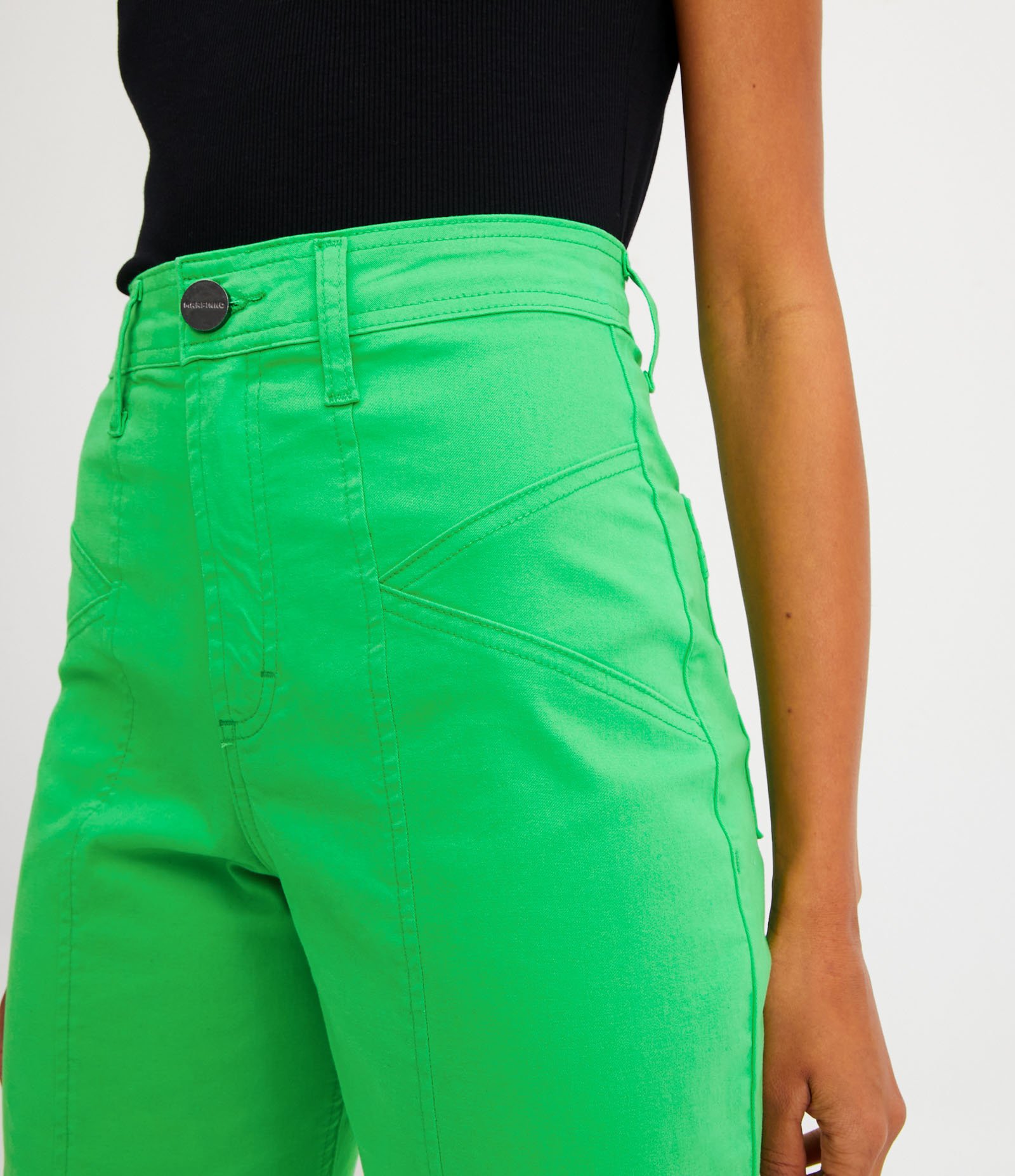 Calça Slouchy em Sarja com Recortes Verde 4
