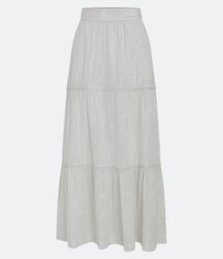 Saia Longa Ana Ruga com Fio Metalizado e Babado