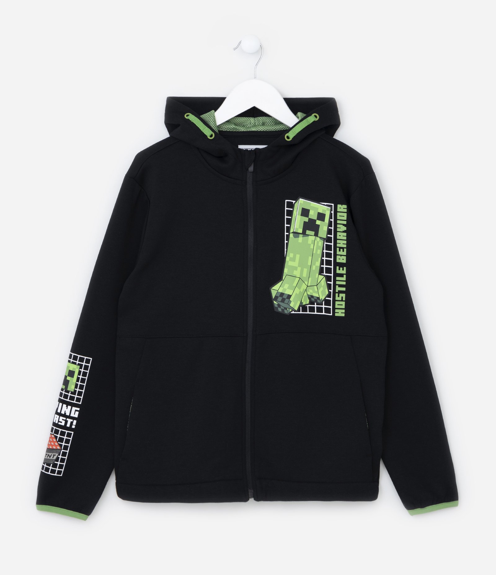 Blusão Infantil em Fleece com Capuz e Estampa do Minecraft - Tam 5 a 14 anos Preto 1