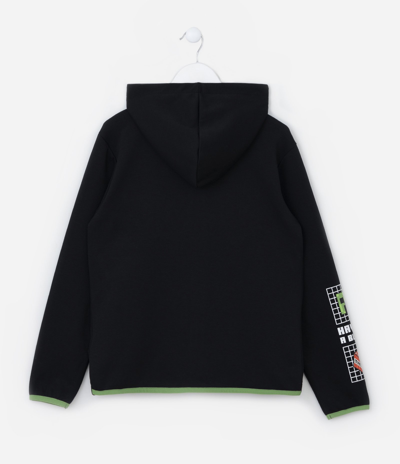 Blusão Infantil em Fleece com Capuz e Estampa do Minecraft - Tam 5 a 14 anos Preto 2