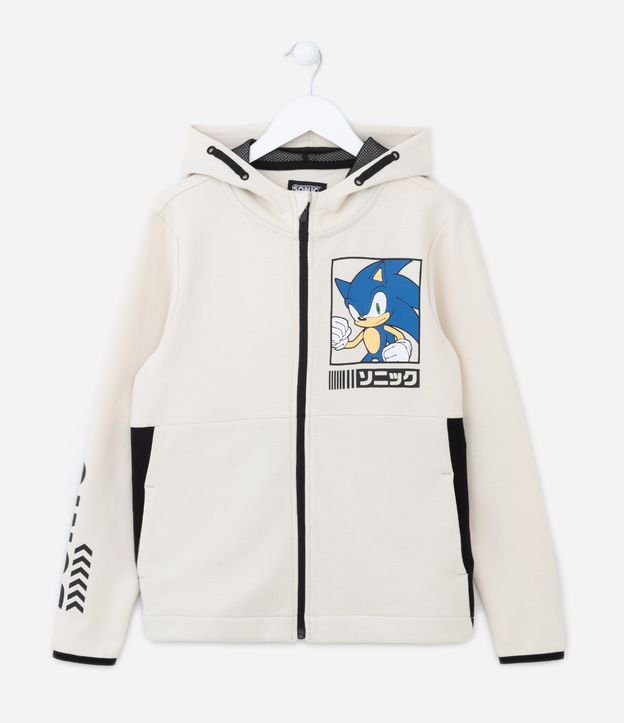 Blusão Infantil com Toque Suave Capuz e Estampa do Sonic - Tam 4 a 12 anos