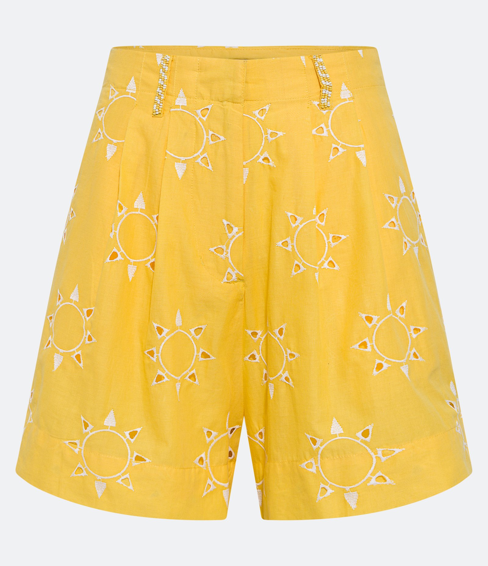 Short Curto em Laise com Bordado de Solzinho Amarelo 1