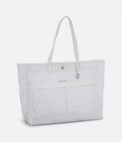 Bolsa de Praia Grande em Tela com Necessaire e Acabamento em Pu