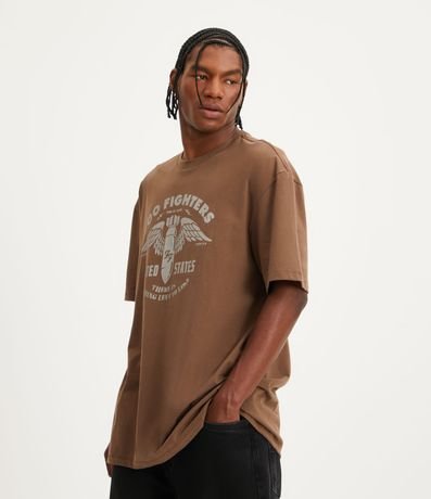 Camiseta Relaxed em Algodão com Estampa Foo Fighters Menor preço em Camiseta Relaxed em Algodão com Estampa Foo Fighters