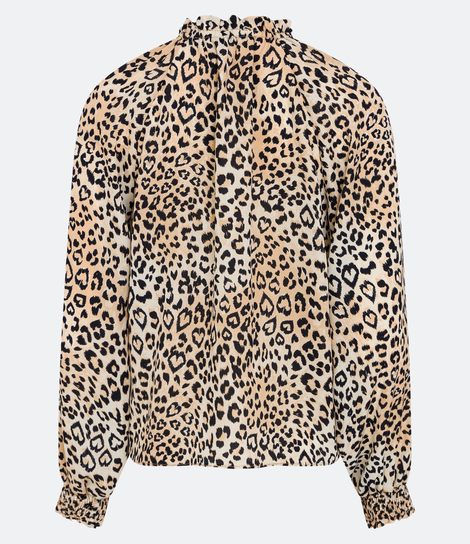 Blusa em Crepe com Gola Alta e Estampa Animal Print Bege 7