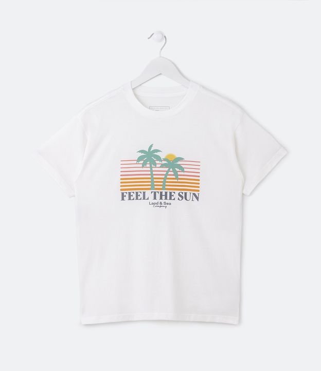 Camiseta Infantil com Estampa Feel The Sun - Tam 5 a 14 Anos Branco 1