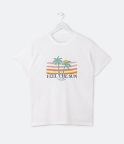 Camiseta Infantil com Estampa Feel The Sun - Tam 5 a 14 Anos