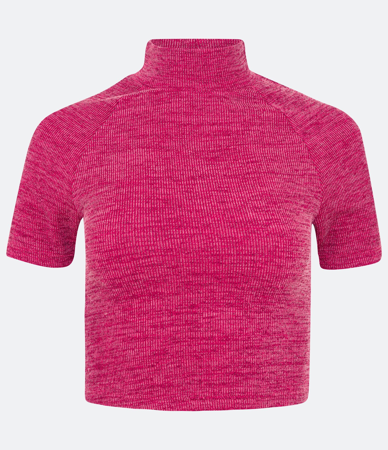Blusa em Ribana com Golinha Alta e Cava Raglan Rosa 1