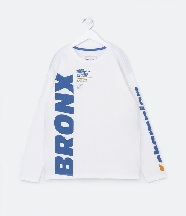 Camiseta Infantil com Estampa Bronx - Tam 5 a 14 Anos - Cor: Branco - Tamanho: 9-10
