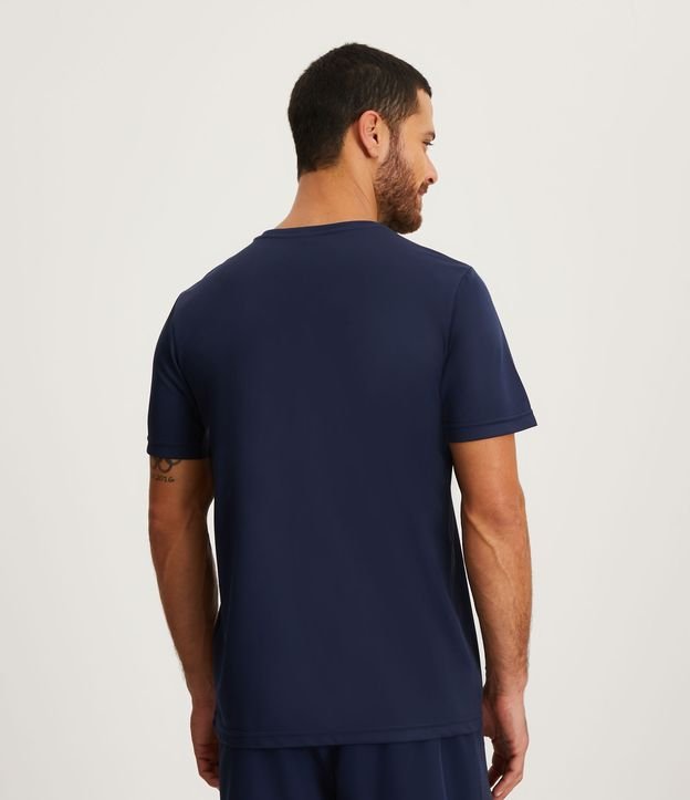Camiseta Esportiva com Estampa Delta Pontilhado e Manga Curta Azul 3