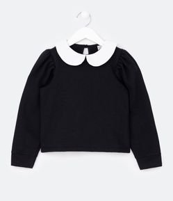 Blusão Infantil em Moletom com Gola Boneca e Manga Bufante - Tam 5 a 14 Anos