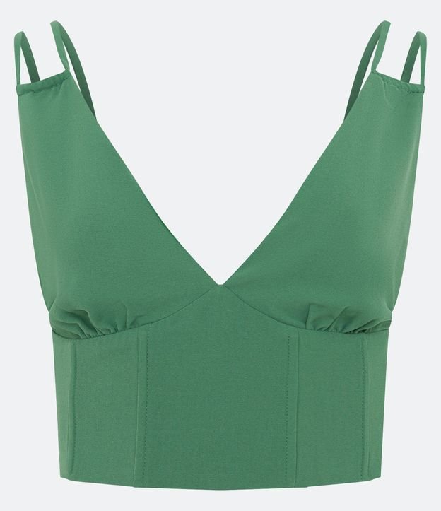 Blusa Cropped Alfaiatada com Barbatanas Verde 5