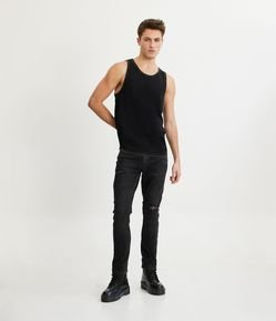 Calça Skinny Jeans com Mini Puídos