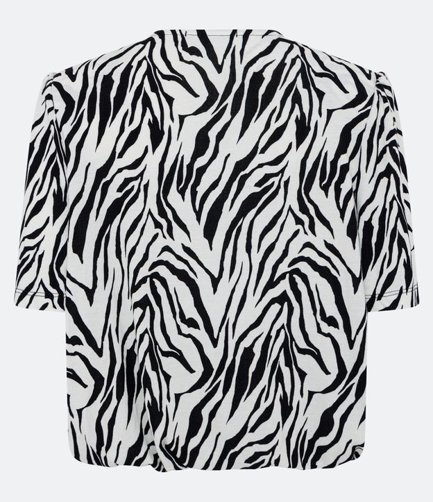 Blusa em Viscolycra Animal Print com Elástico na Cintura Off White 6