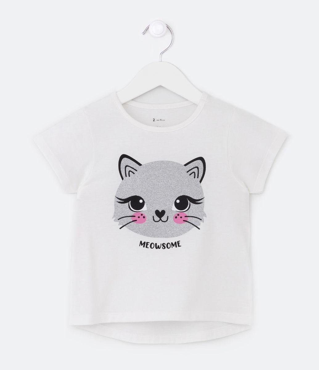 Blusa Infantil Canelada com Babados e Estampa de Frutinhas - Tam 1 a 5 Anos  Branco Neve