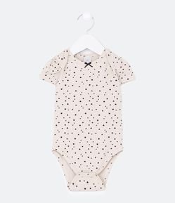 Body Infantil com Estampa Poá e Lacinho Aplicado na Gola - Tam 0 a 18 MESES