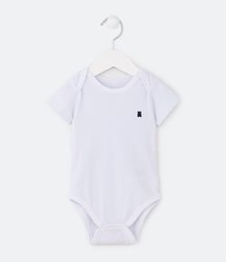 Body Básico Infantil em Cotton com Silk de Ursinho no Peito - Tam 0 a 18 meses