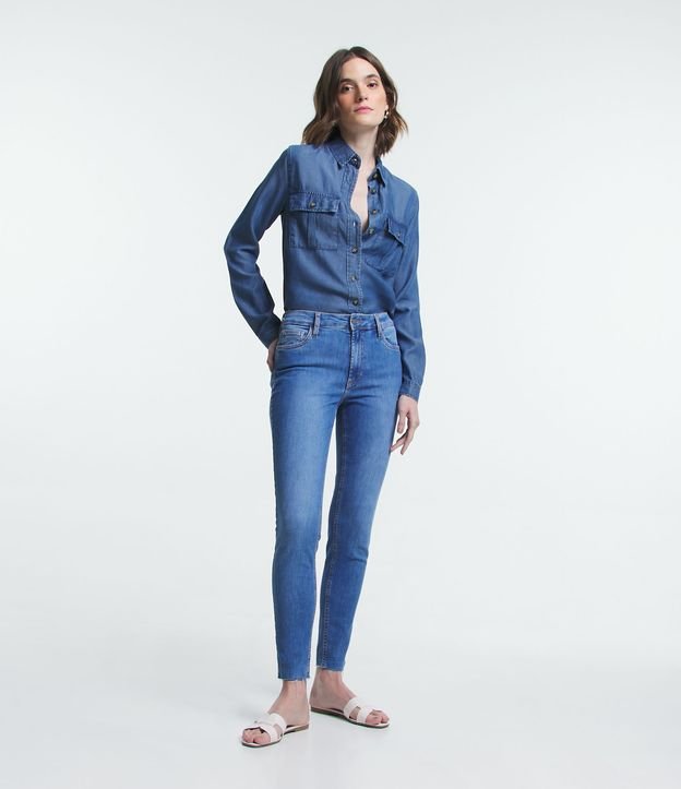 Calça Skinny Jeans com Elastano Azul Médio 1