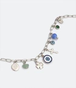 Pulseira Corrente em Metal com Pingentes Berloques