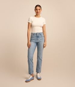 Calça Slim em Jeans com Cintura Alta