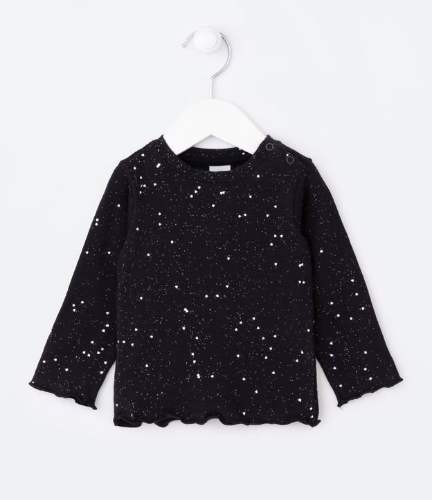 Blusa Infantil com Glitter de Coração - Tam 0 a 18 meses