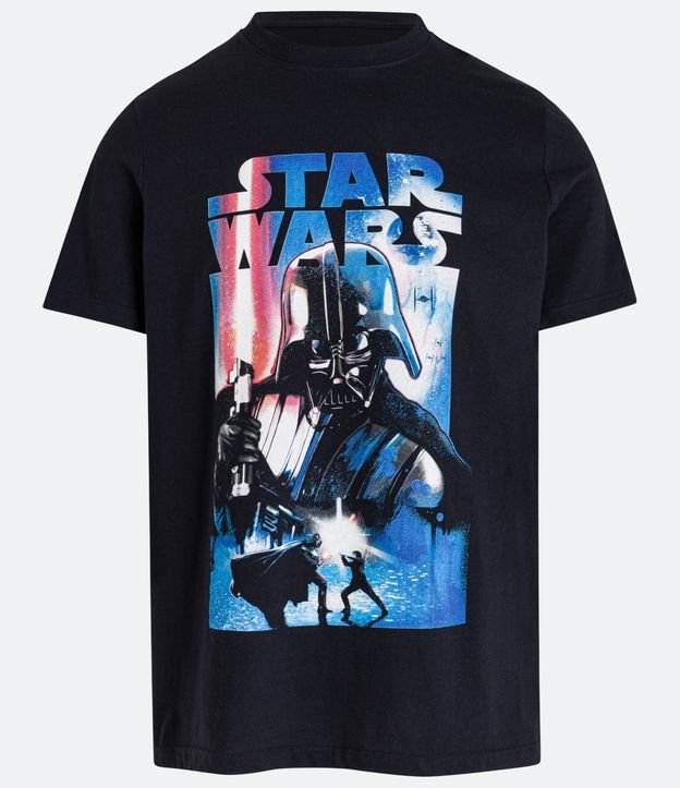 Camiseta Regular em Meia Malha com Estampa Darth Vader Preto 5